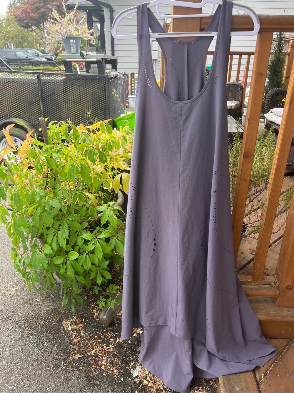 Athleta Presidio Lasercut Dress Dusk Violet Purple Racerback Midi Maxi